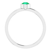Platinum 4 mm Lab-Grown Emerald Ring